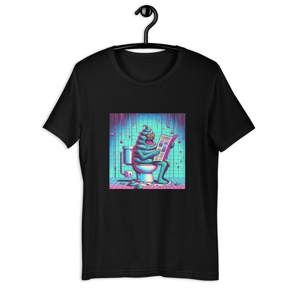 Crazy Poop Monster Sitting On The Toilet Unisex T-Shirt Gift For Fan - Picture 1 of 4